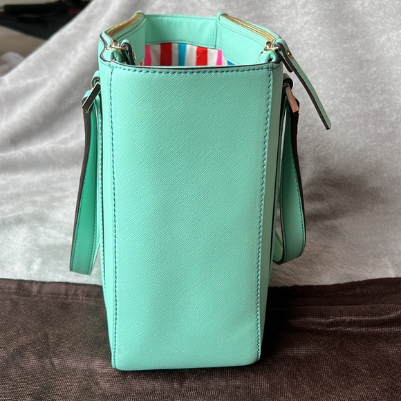 NWOT Kate Spade mint tote with striped interior, matching wallet NWT - Picture 11 of 12